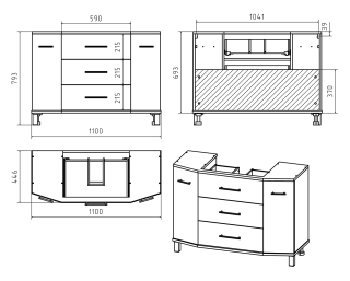 Напольная тумба под раковину Misty Терра 110см белый